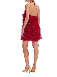 Ruffle Silk Halterneck Minidress