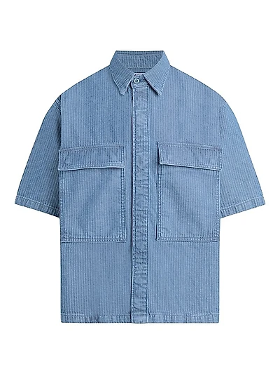 Cotton Herringbone Utility Shirt