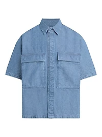 Cotton Herringbone Utility Shirt