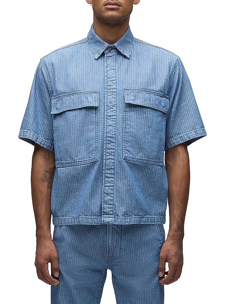 Cotton Herringbone Utility Shirt