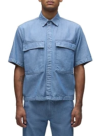 Cotton Herringbone Utility Shirt