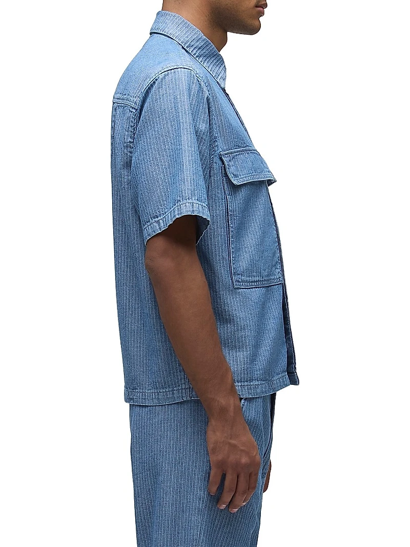 Cotton Herringbone Utility Shirt