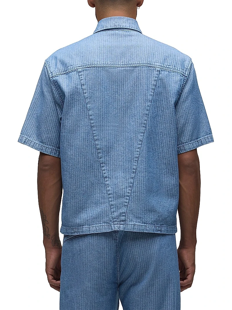 Cotton Herringbone Utility Shirt