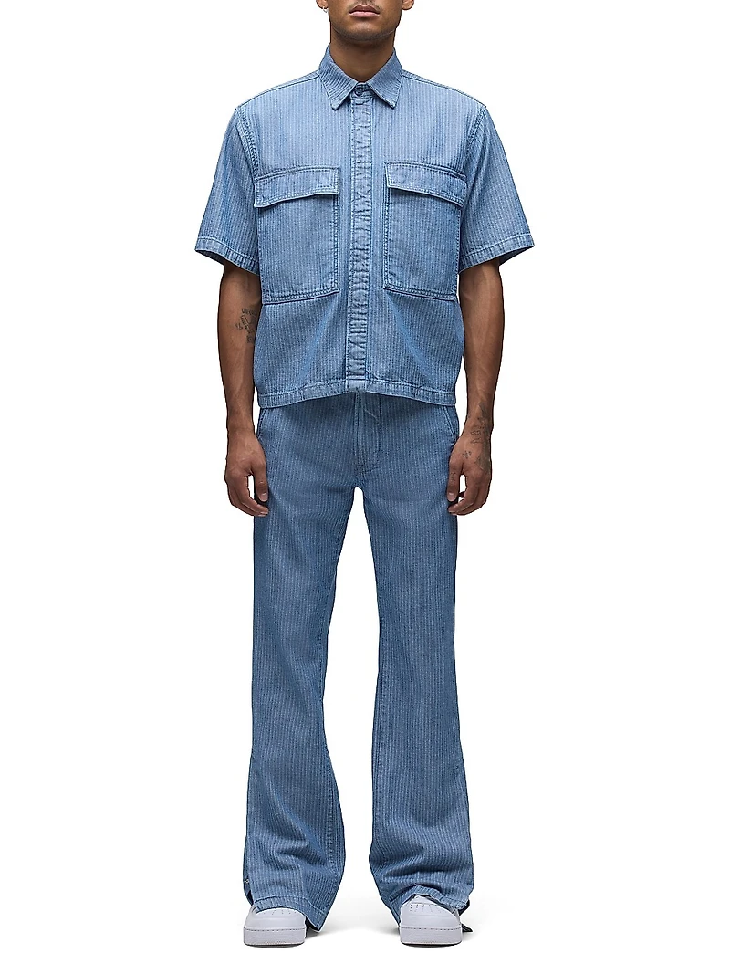 Cotton Herringbone Utility Shirt