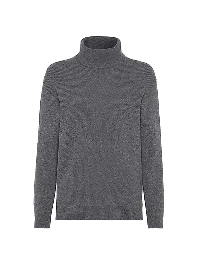Cashmere English Rib Turtleneck Sweater