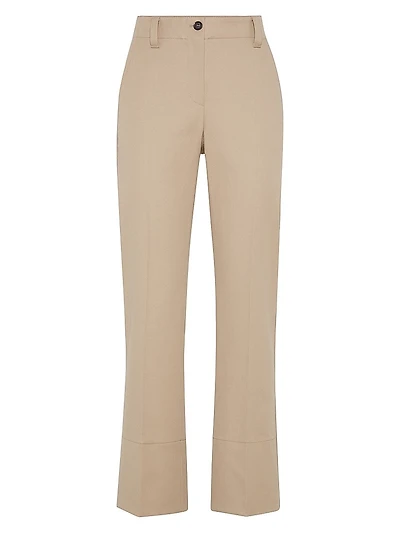 Stretch Cotton Cover Kickflare Cigarette Trousers
