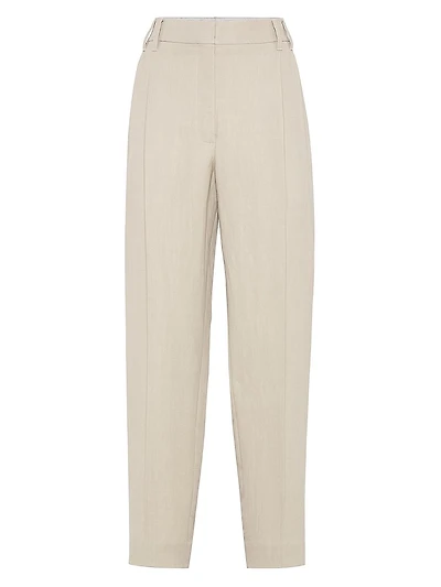 Viscose and Linen Fluid Twill Slouchy Trousers
