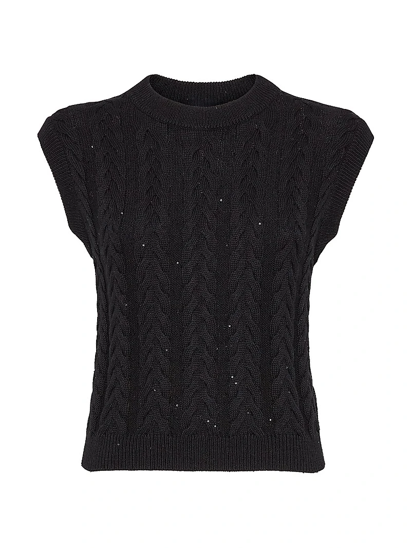 Cotton Dazzling Double Cable Sweater Vest