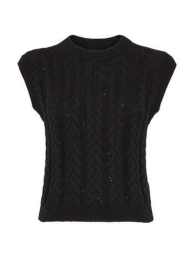 Cotton Dazzling Double Cable Sweater Vest