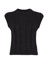 Cotton Dazzling Double Cable Sweater Vest