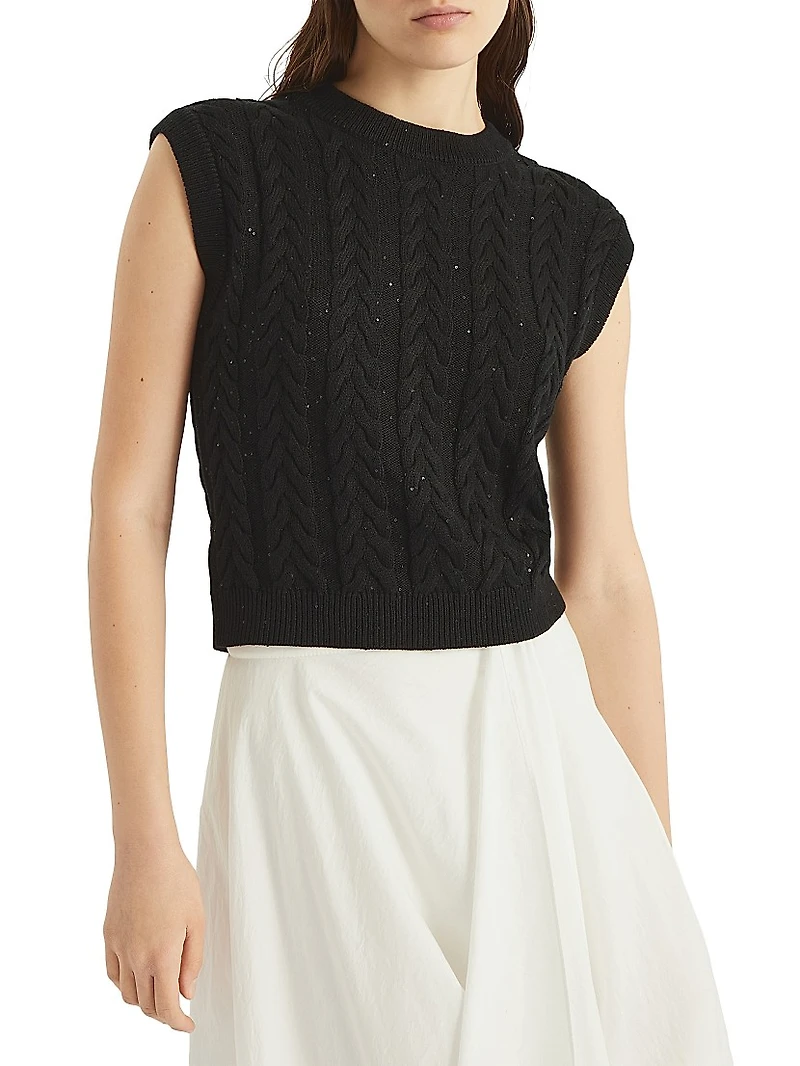 Cotton Dazzling Double Cable Sweater Vest