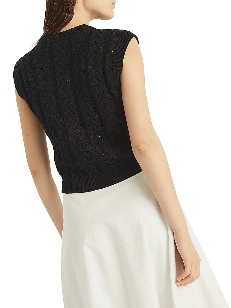 Cotton Dazzling Double Cable Sweater Vest