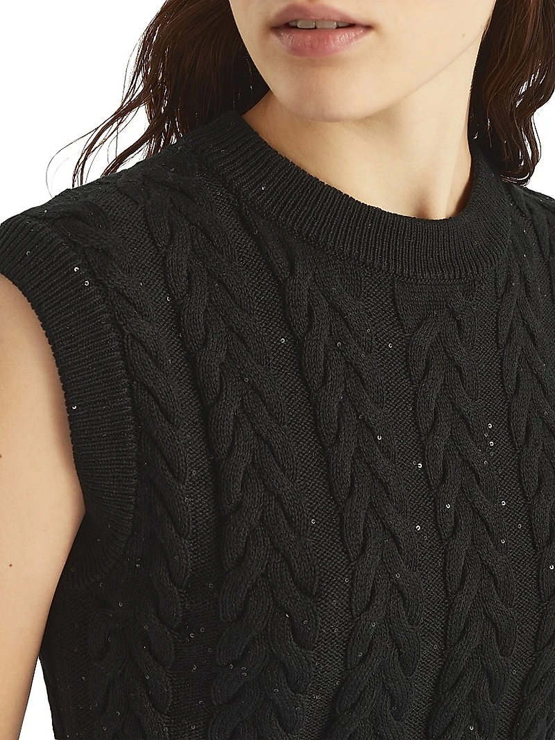 Cotton Dazzling Double Cable Sweater Vest