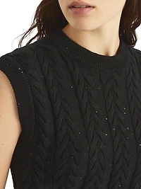 Cotton Dazzling Double Cable Sweater Vest