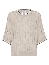 Linen Dazzling Ribbed Net Sweater