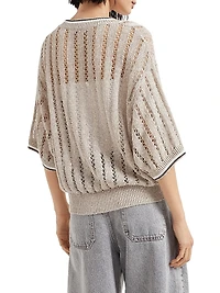 Linen Dazzling Ribbed Net Sweater