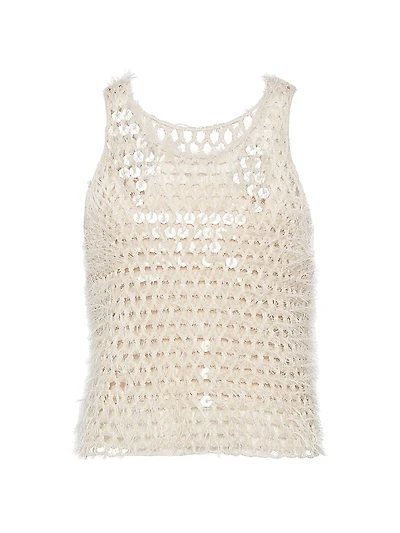Dazzling Mosaic Embroidery Knit Top in Cotton