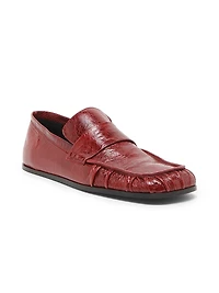 Crinkled Patent Leather Square-Toe Loafers