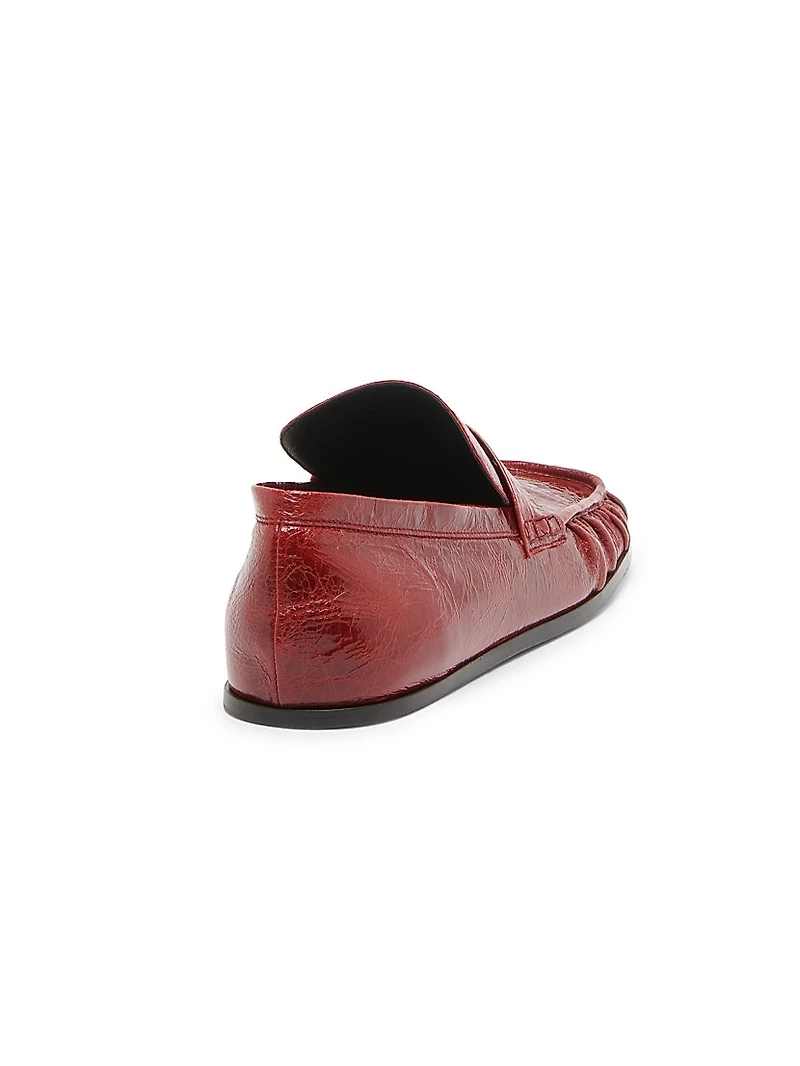 Crinkled Patent Leather Square-Toe Loafers