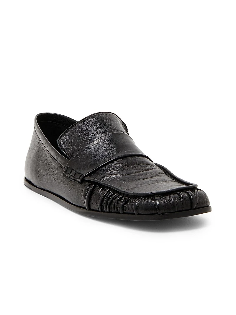 Leather Square-Toe Loafers