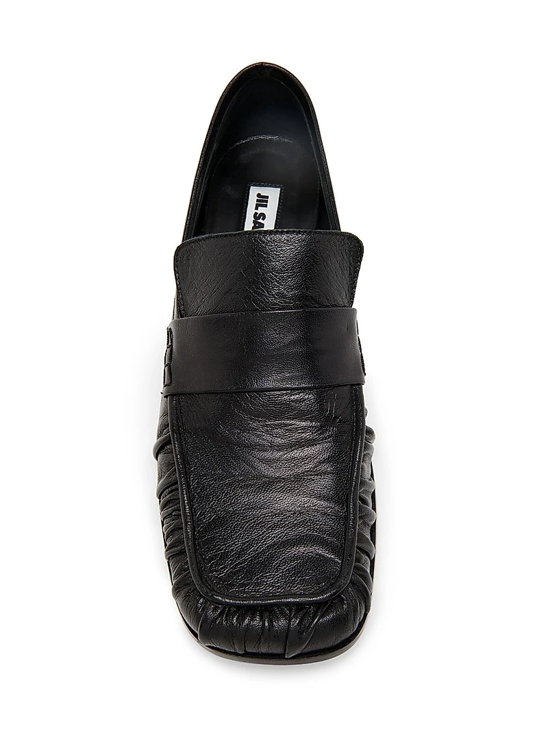 Leather Square-Toe Loafers