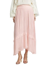 Roffie Pleated Ruffled Maxi Skirt