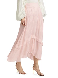 Roffie Pleated Ruffled Maxi Skirt