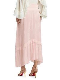 Roffie Pleated Ruffled Maxi Skirt