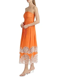 Milani Strapless Floral Lace Midi-Dress