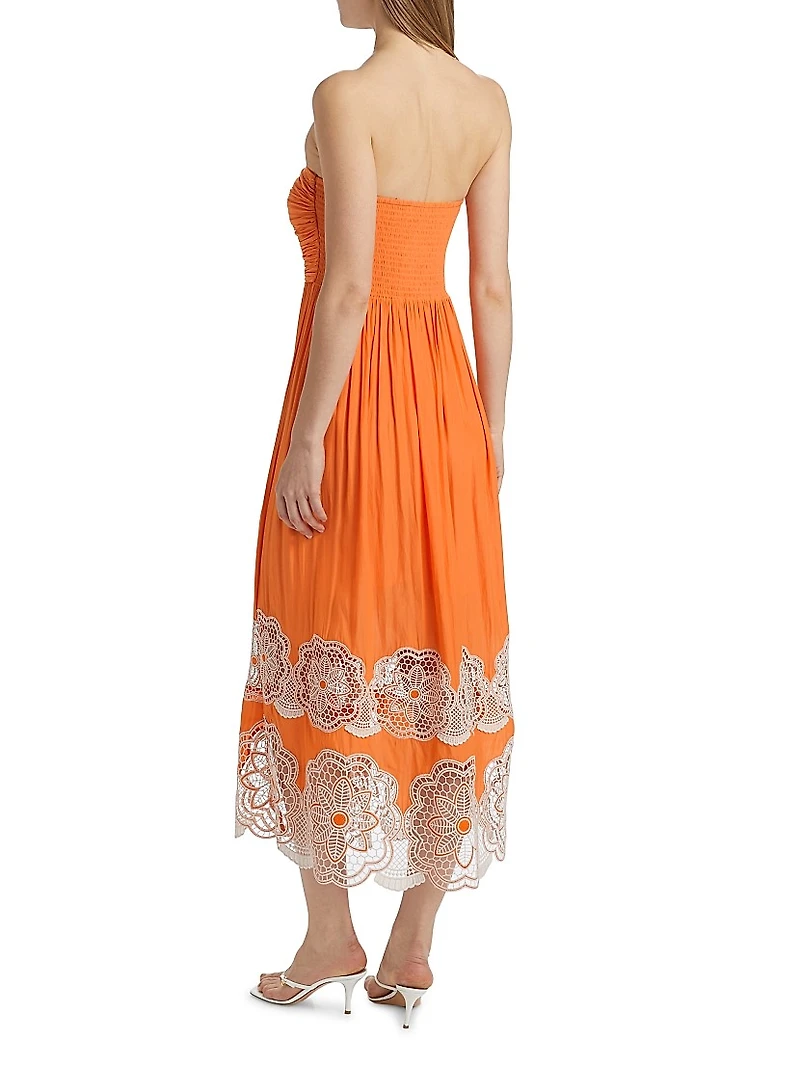 Milani Strapless Floral Lace Midi-Dress