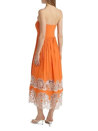 Milani Strapless Floral Lace Midi-Dress