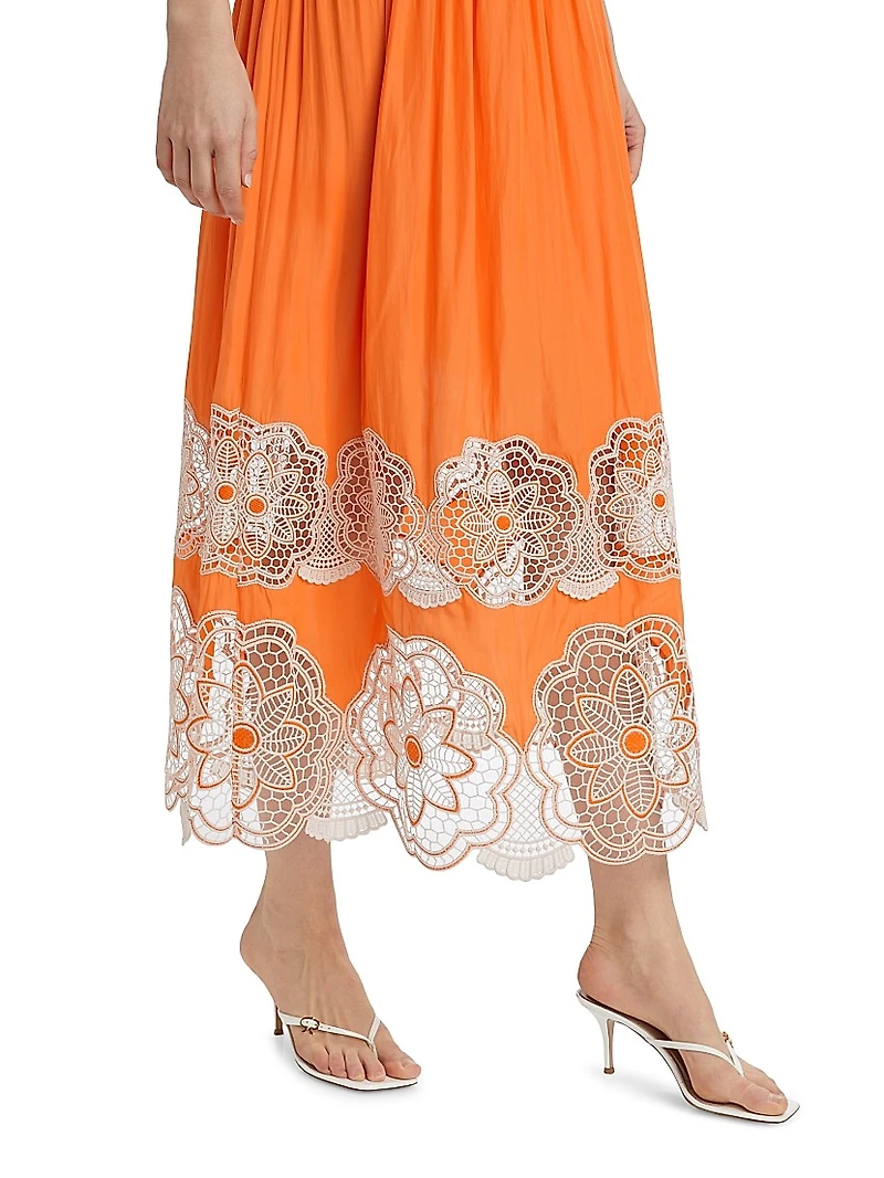 Milani Strapless Floral Lace Midi-Dress