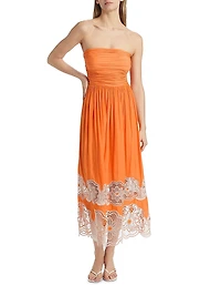 Milani Strapless Floral Lace Midi-Dress