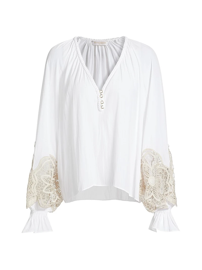 Adelaide Lace-Trimmed Long-Sleeve Top