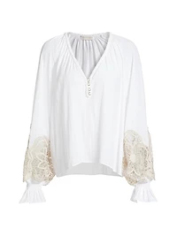 Adelaide Lace-Trimmed Long-Sleeve Top