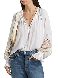 Adelaide Lace-Trimmed Long-Sleeve Top