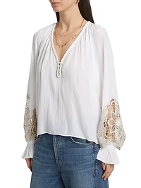 Adelaide Lace-Trimmed Long-Sleeve Top