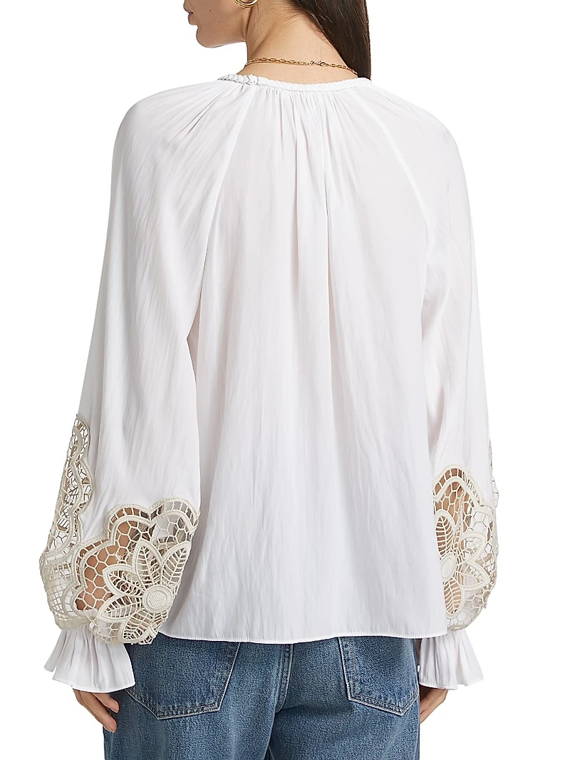 Adelaide Lace-Trimmed Long-Sleeve Top