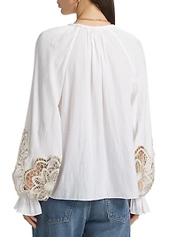 Adelaide Lace-Trimmed Long-Sleeve Top