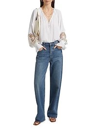 Adelaide Lace-Trimmed Long-Sleeve Top