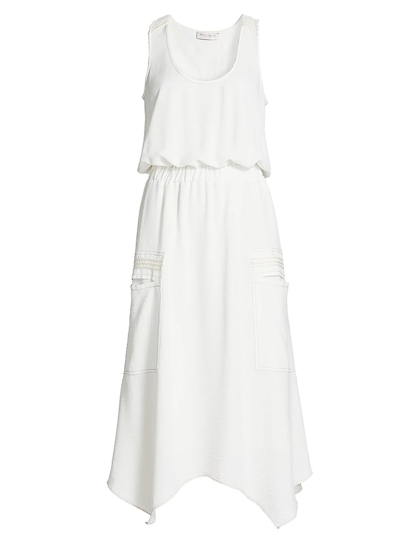 Embellished Hallie Sleeveless Asymmetric-Hem Midi-Dress
