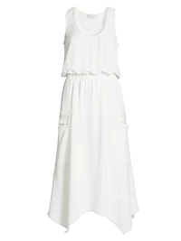 Embellished Hallie Sleeveless Asymmetric-Hem Midi-Dress
