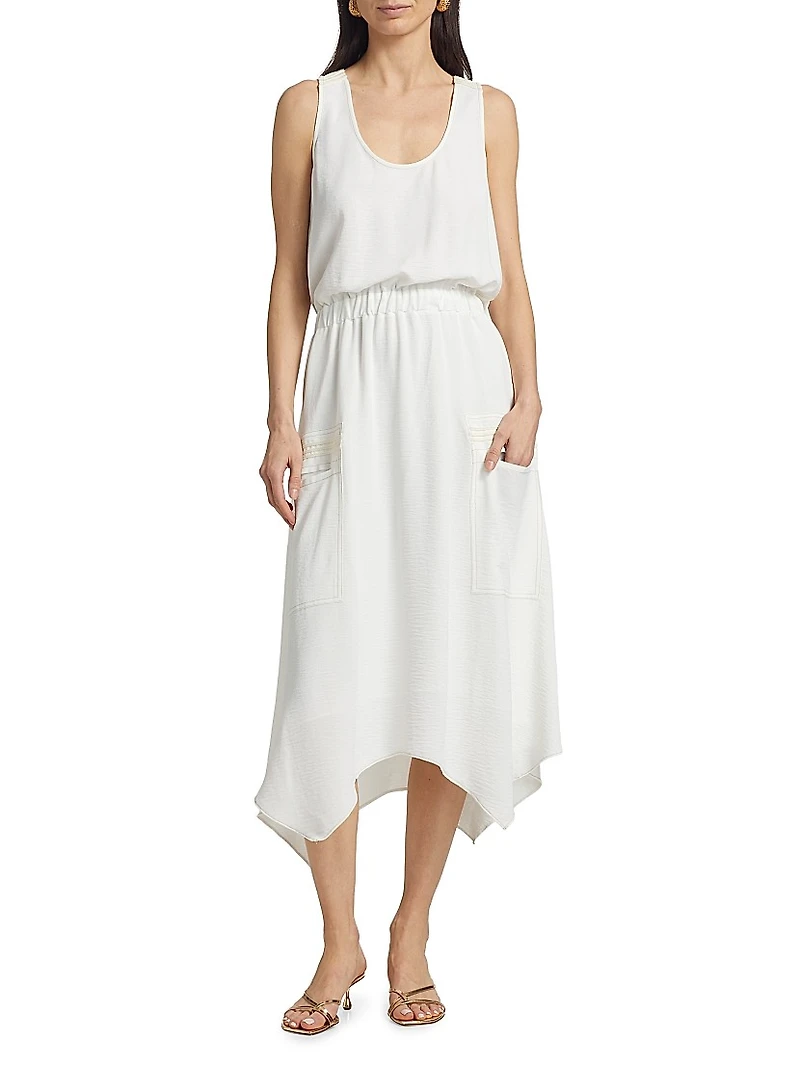 Embellished Hallie Sleeveless Asymmetric-Hem Midi-Dress
