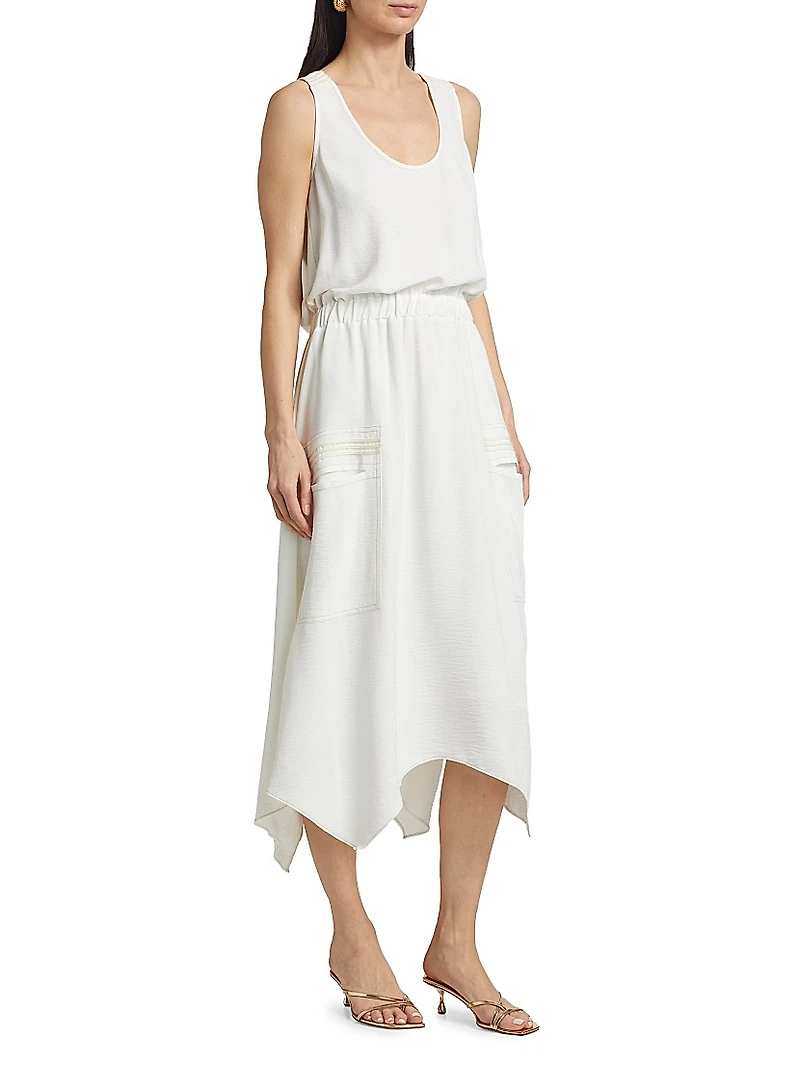 Embellished Hallie Sleeveless Asymmetric-Hem Midi-Dress
