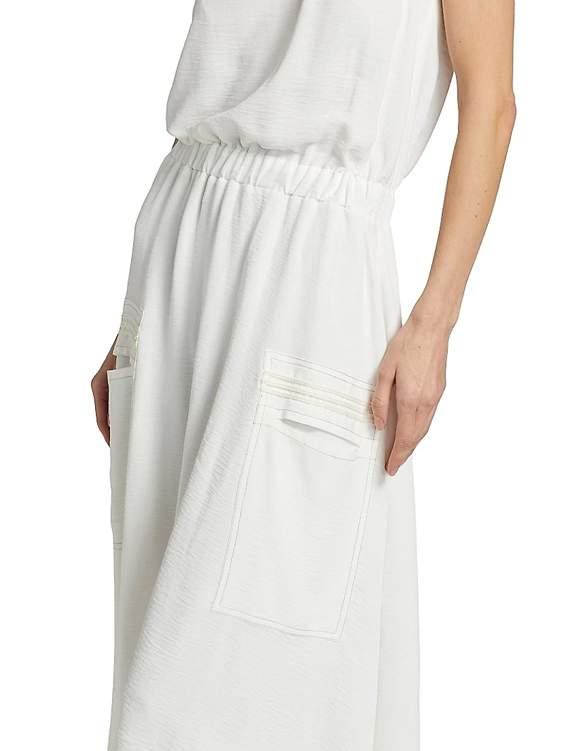 Embellished Hallie Sleeveless Asymmetric-Hem Midi-Dress