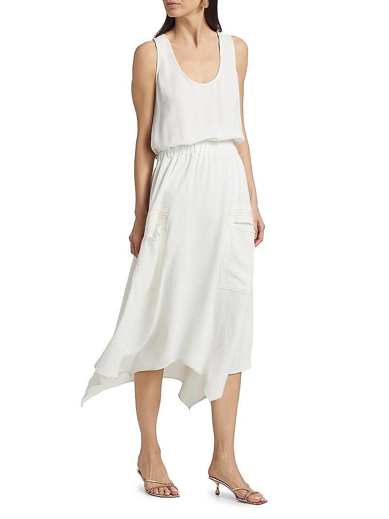 Embellished Hallie Sleeveless Asymmetric-Hem Midi-Dress