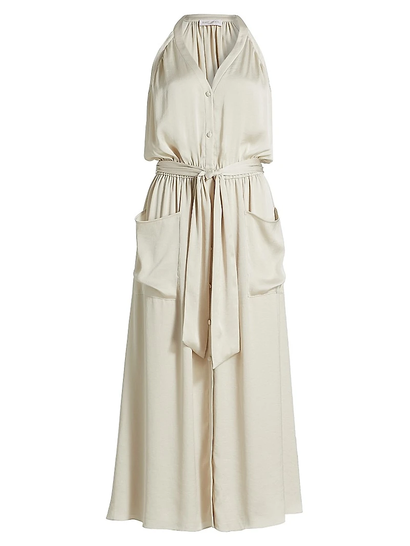 Amelia Halter Satin Dress