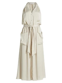 Amelia Halter Satin Dress