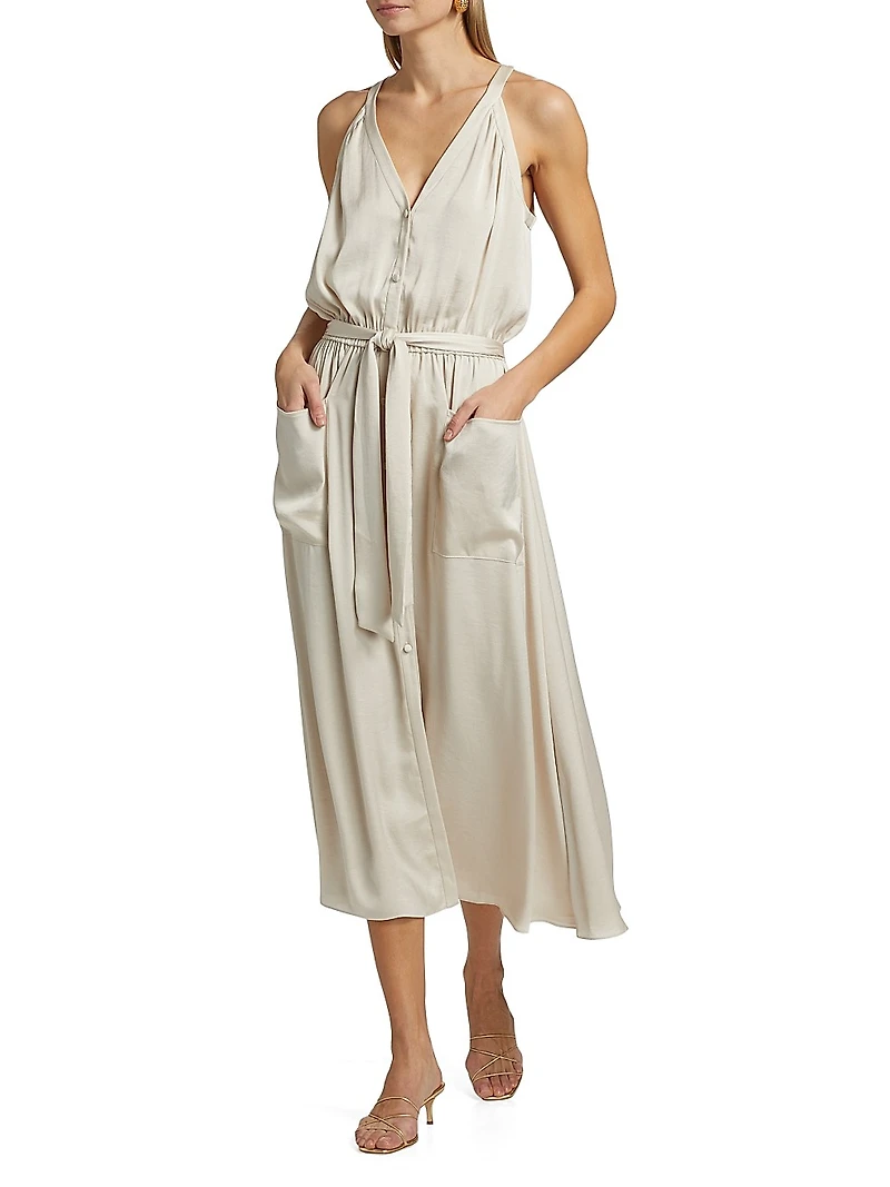 Amelia Halter Satin Dress