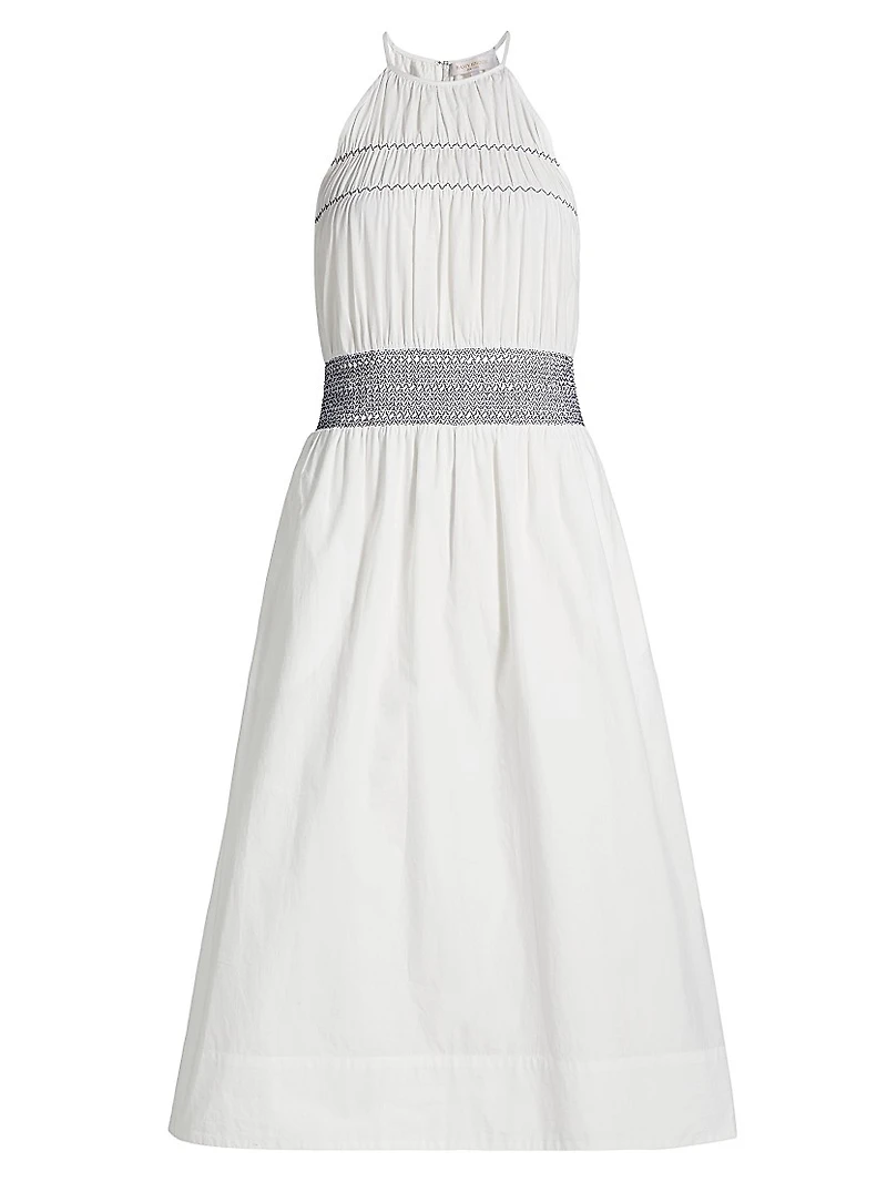 Melanie Smocked Cotton Midi-Dress